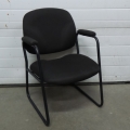 Black Cloth Sleigh Side Guest Chair w Padded Arms